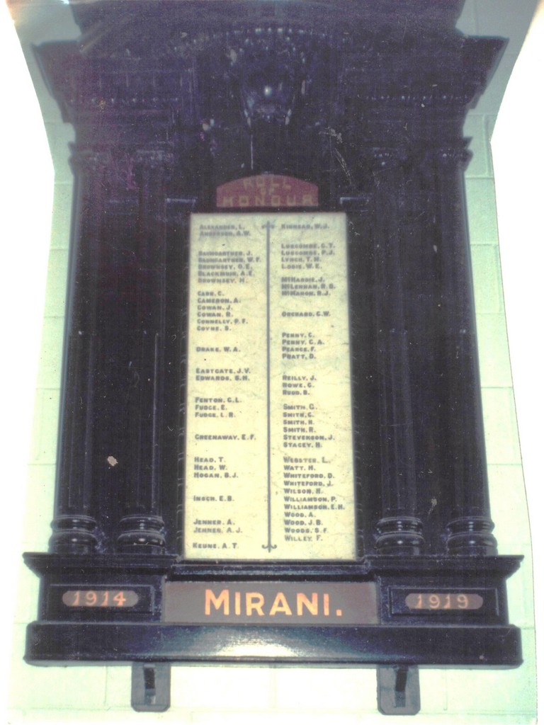 Mirani Honour Board 1914 - 1919