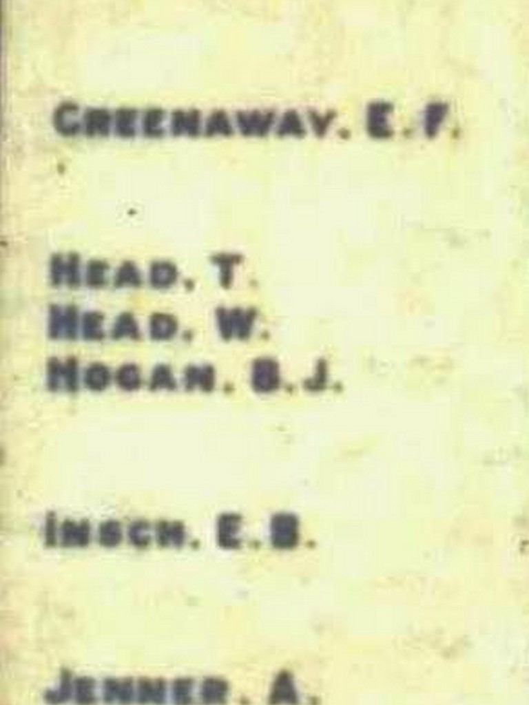 Mirani WWI Honour Board 1914 - 1919 (F-K) (c 1994)