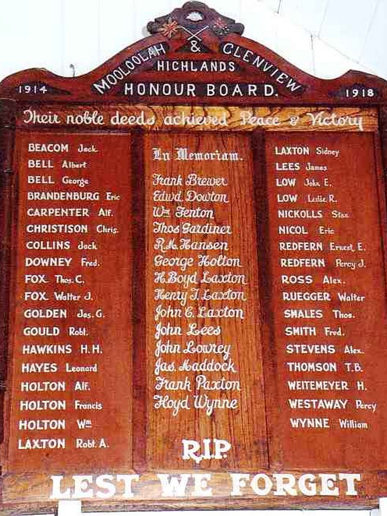Photo of Mooloolah, Glenview and Highlands Honour Board 1