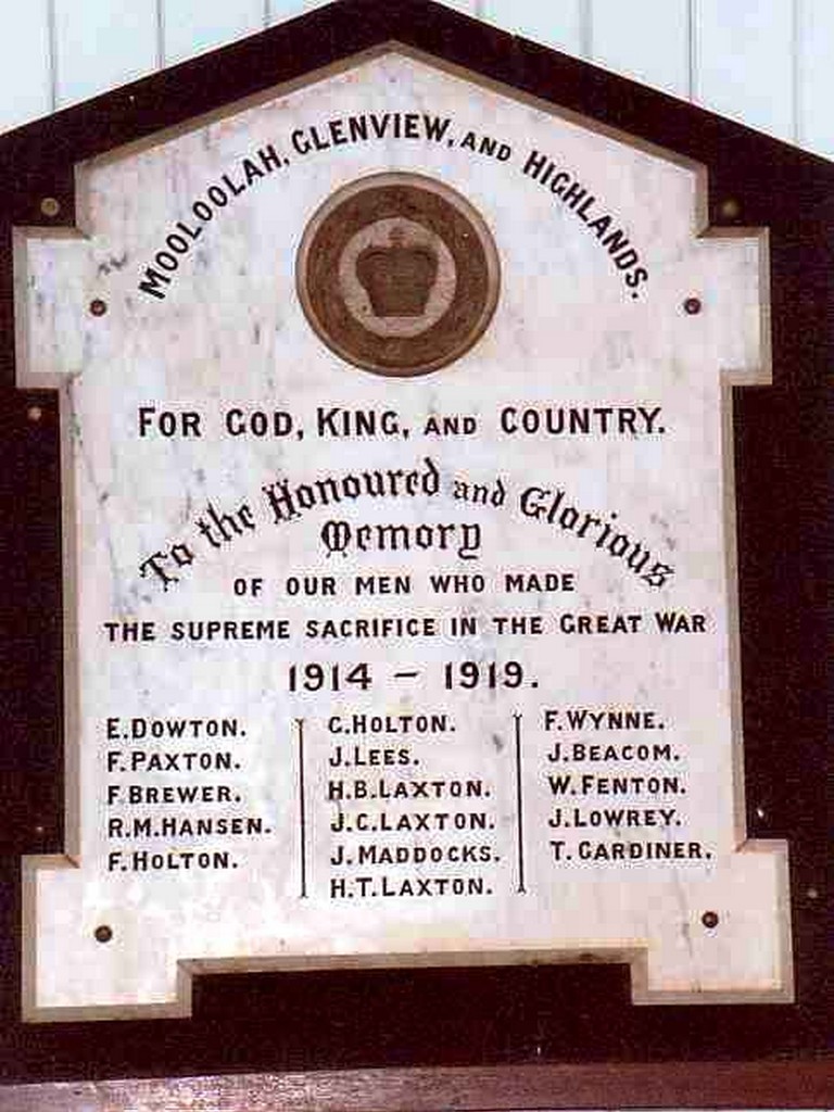 Photo of Mooloolah, Glenview and Highlands Honour Board 2