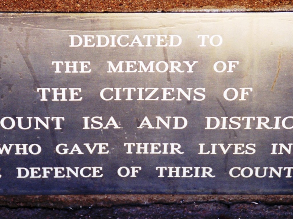 Mount Isa War Memorial - Dedication plaque