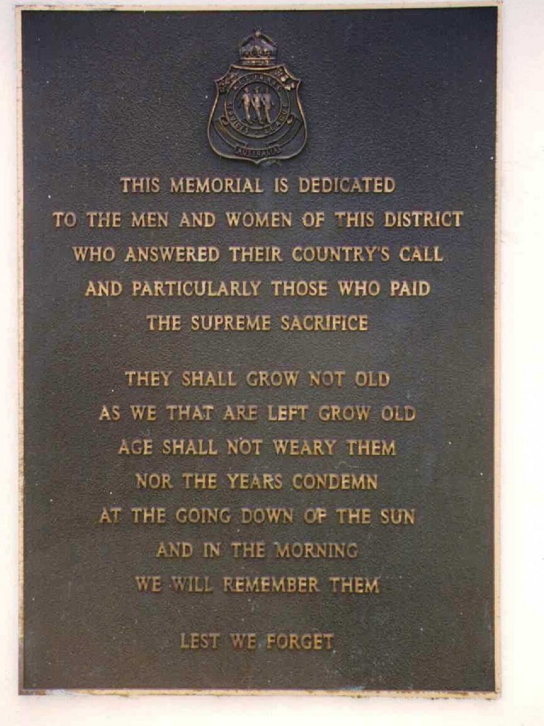 Mount Molloy War Memorial - Plaque