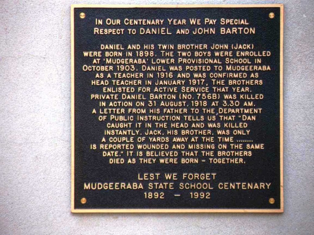 Mudgeeraba War Memorial Plaque