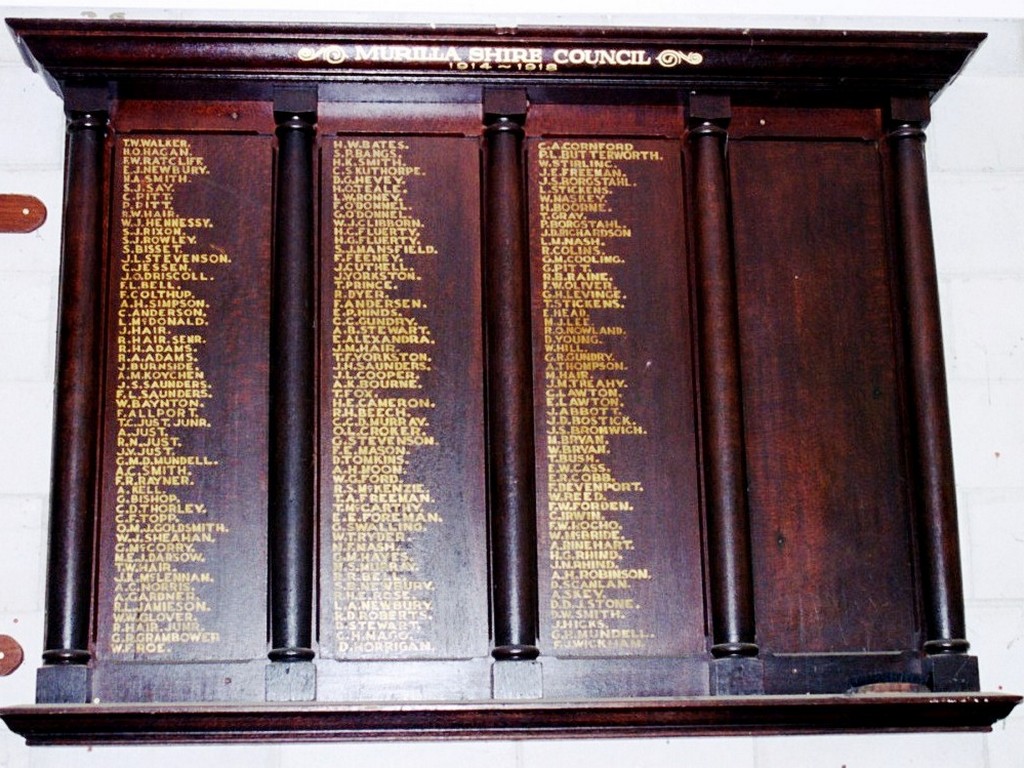Murilla Shire Council Honour Roll 1914-1919