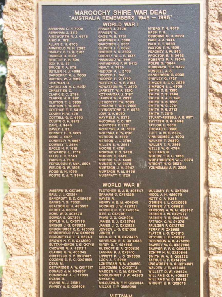 Nambour War Memorial Cairn Plaque
