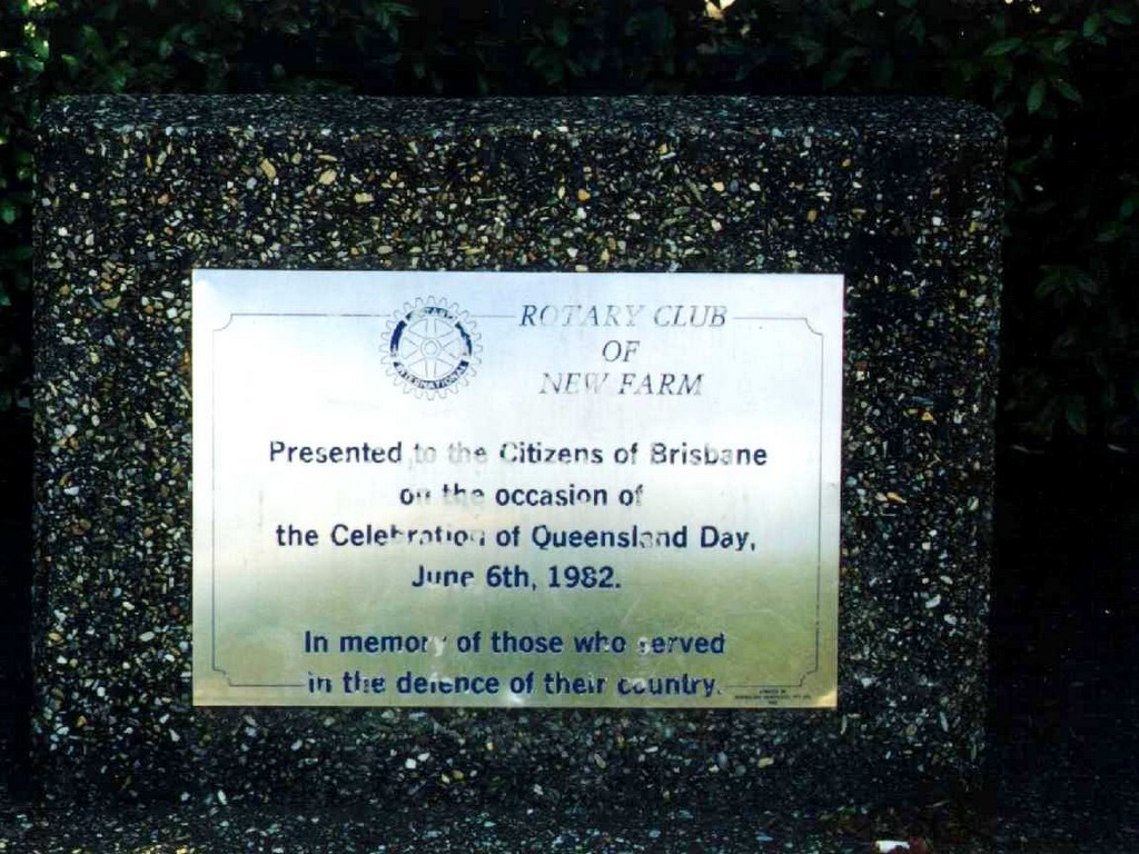 Rotary Club New Farm War Memorial - Plaque