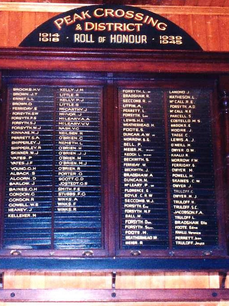 Peak Crossing District Honour Board