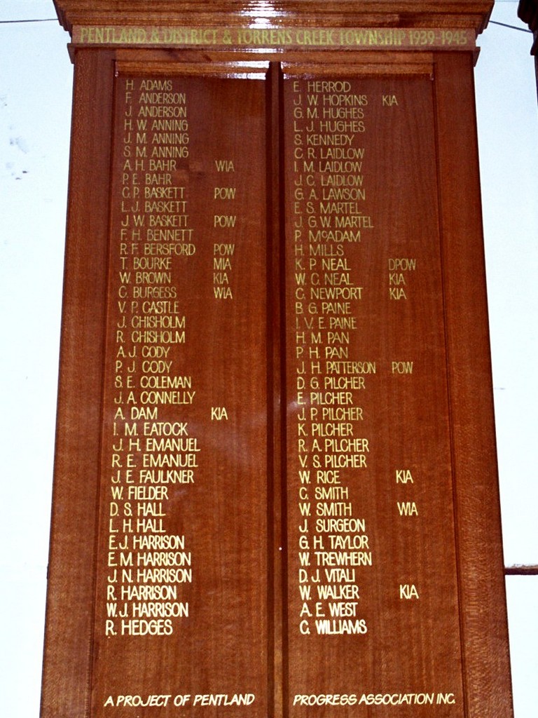 Pentland and District & Torrens Creek Township 1939–1945 Honour Board