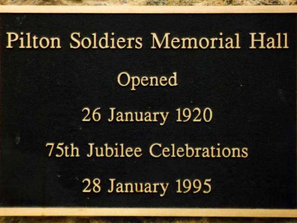 Pilton Soldiers Memorial Hall - Plaque
