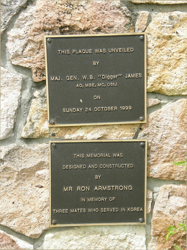 Pine Rivers RSL Korea Memorial - Right Side Memorial Plaque