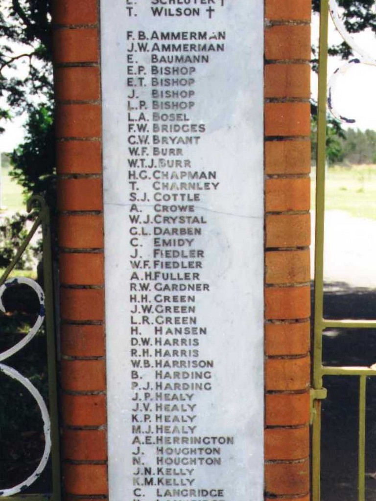 Pinkenba State School 1939–1945 Memorial Gates - Roll of Honour (Left pillar)