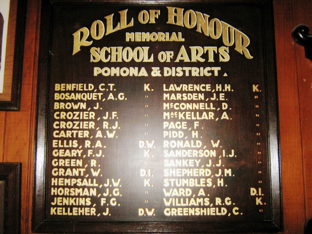 Pomona School of Arts Honour Board