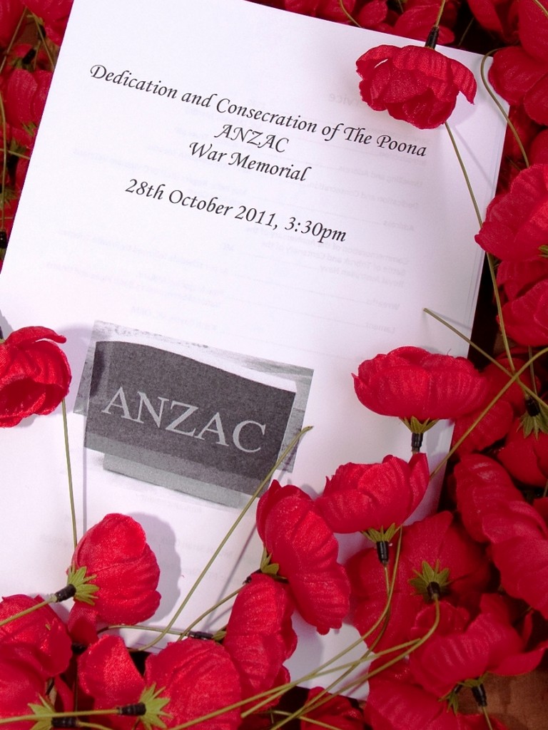 Poona Anzac War Memorial - Dedication, Order of Service 28 October 2011