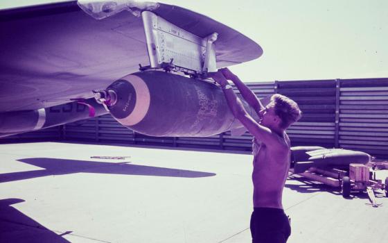 Man working on an aeroplane.