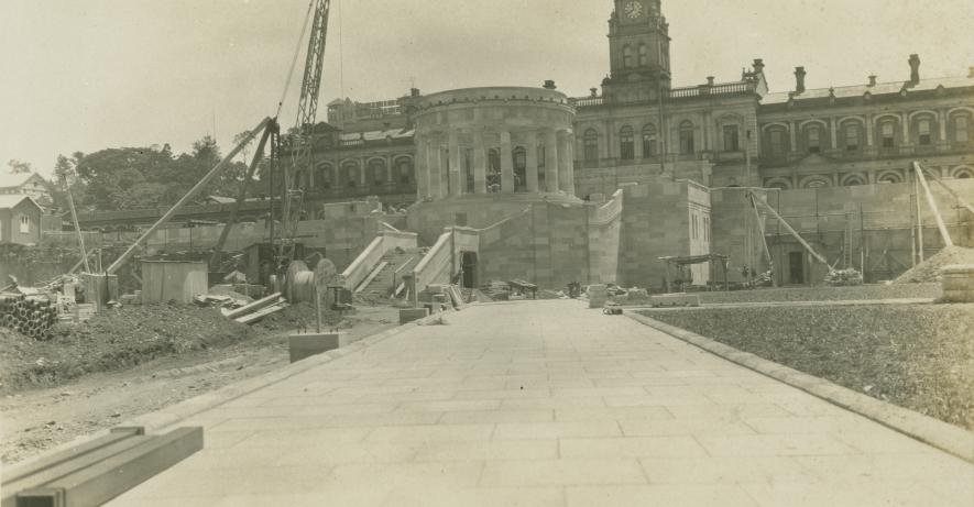 Early 20th century photo of Anzac Memorial under Construction