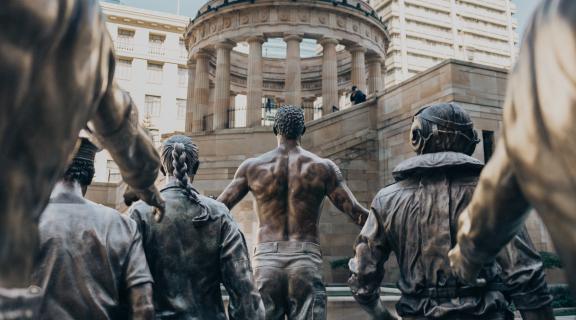 The Aboriginal and Torres Strait Memorial below Shrine of Remembrance